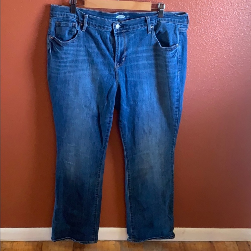 Medium wash curvy boot leg jeans